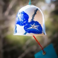 Blue Flower Ceramic Wind Bell
