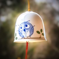 Blue Owl Ceramic Wind Bell