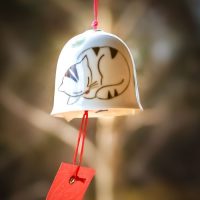 Sleeping Cat Ceramic Wind Bell