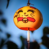 Lucky Cat Glass Wind Bell